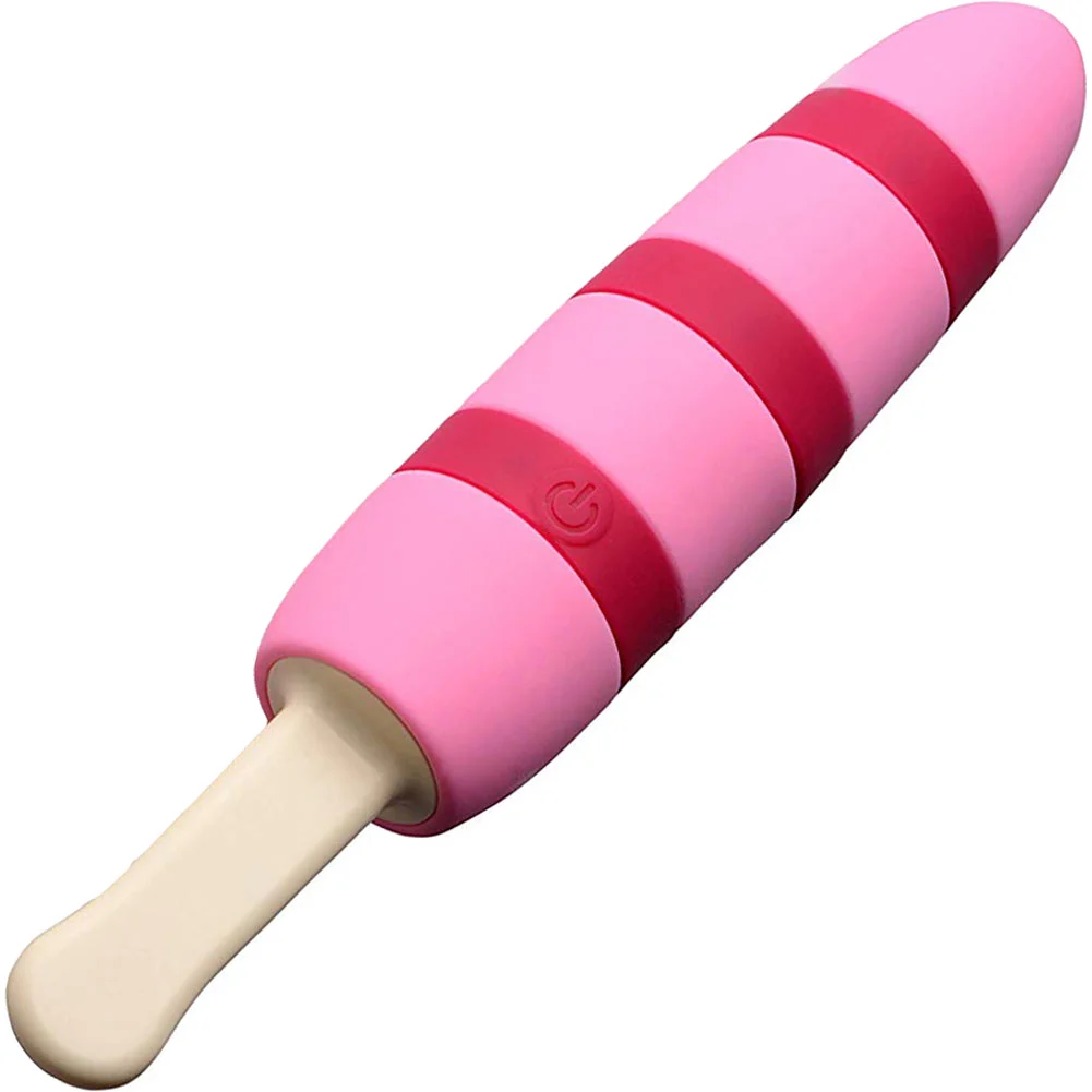 10X Popsicle Silicone Tickling Vibrator, 8.5", Pink
