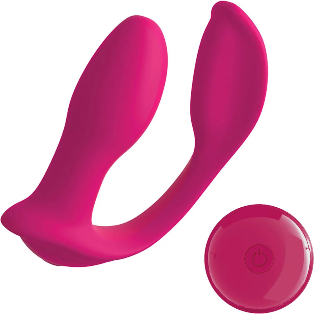 3Some Double Ecstasy Remote Controlled Silicone Vibrator, 4.1", Red