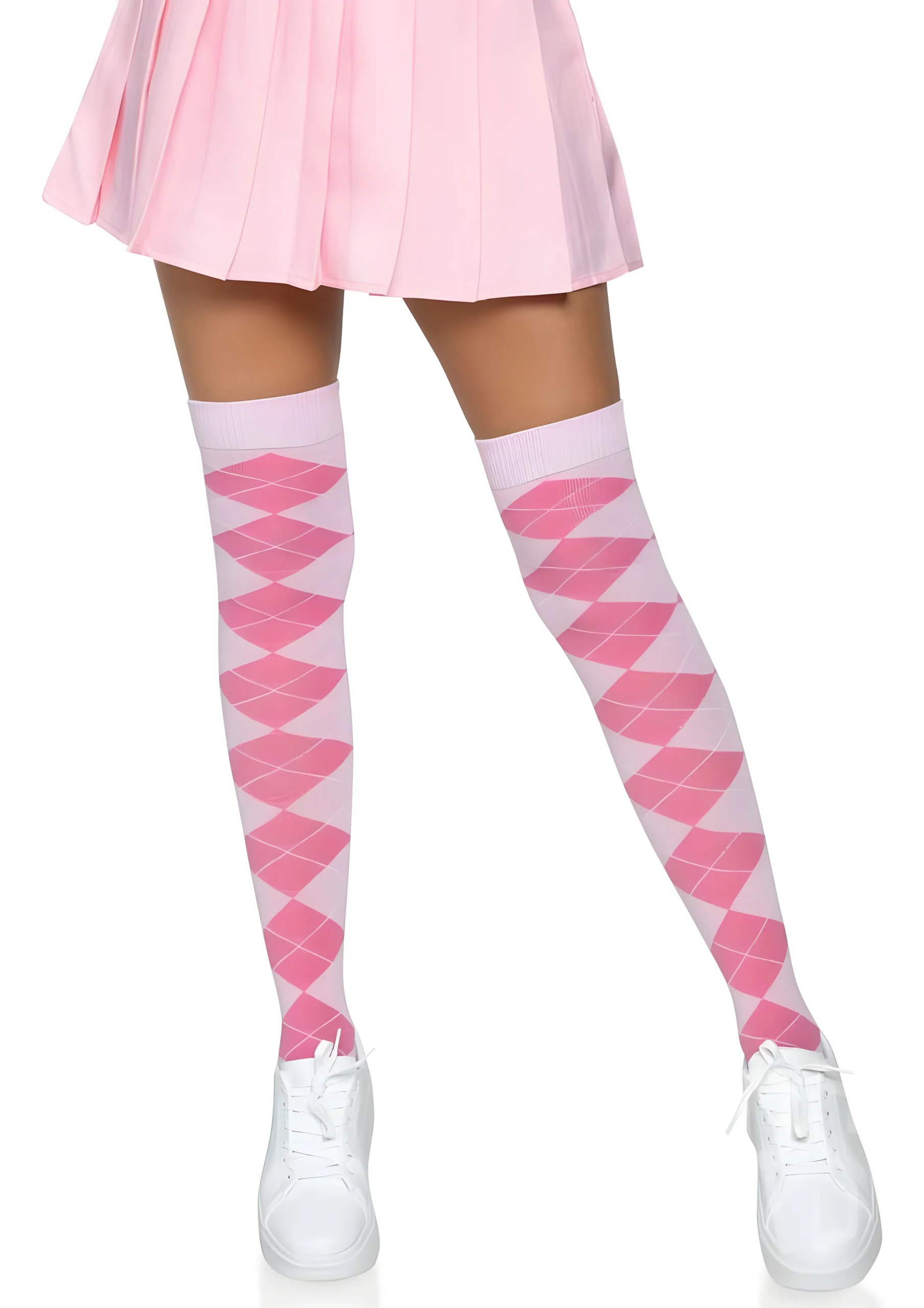 Madeline Argyle Over The Knee Socks Pink