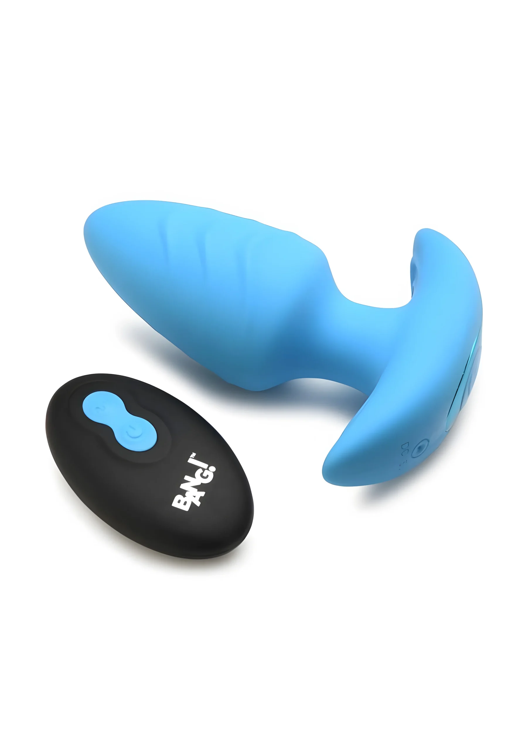 Rotating Vibrating Silicone Butt Plug with Remote Blue