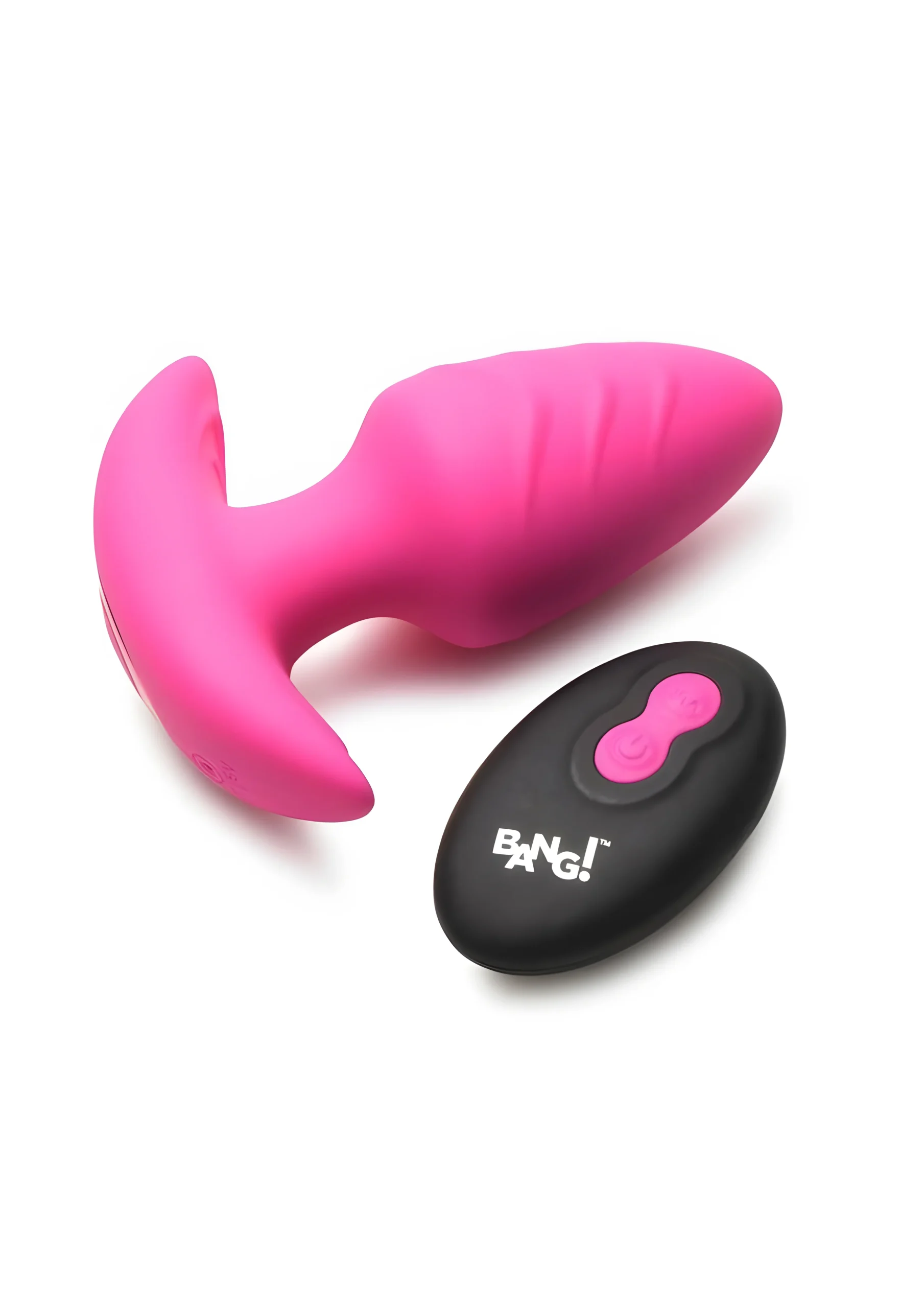 Rotating Vibrating Silicone Butt Plug with Remote Pink