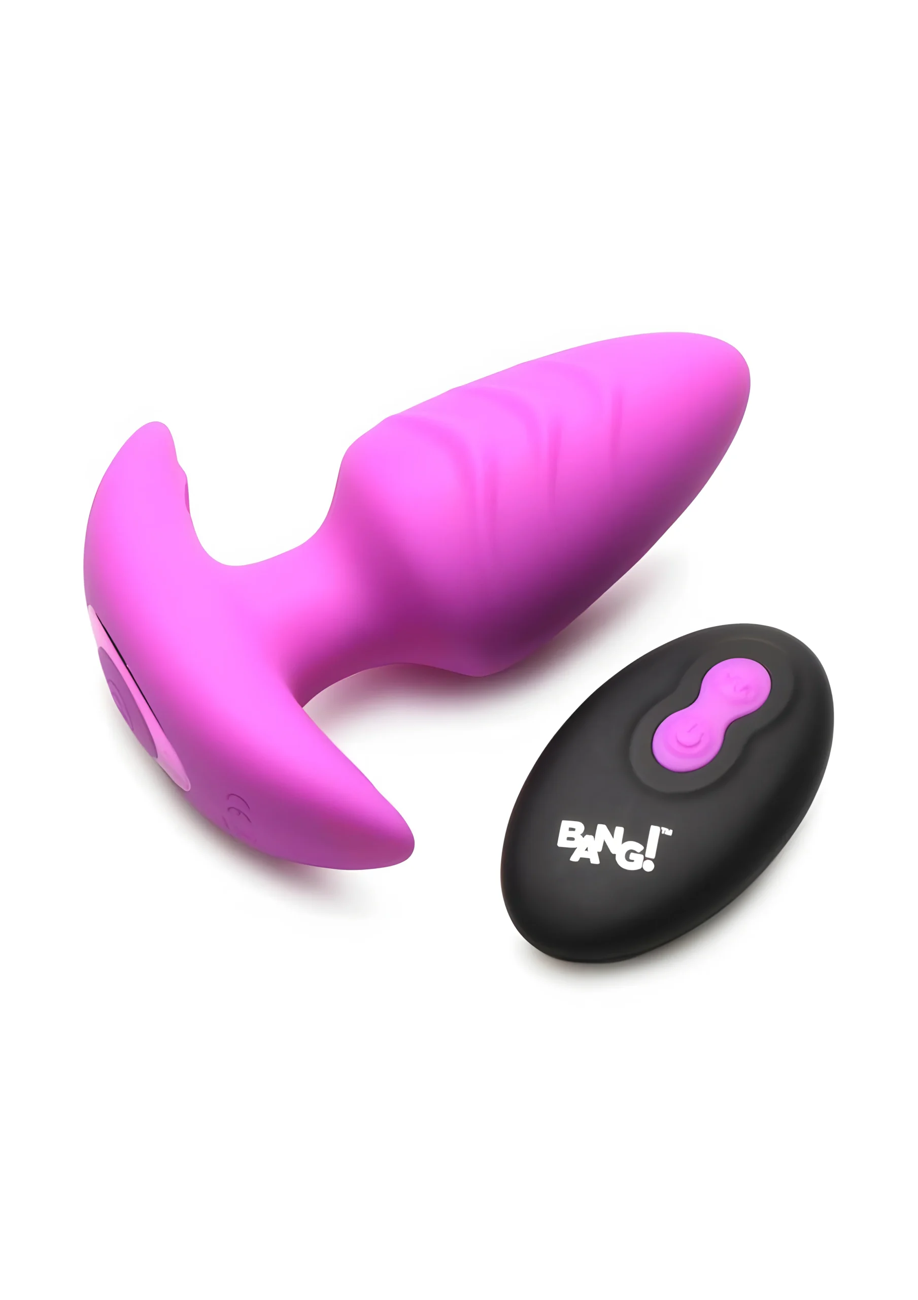 Rotating Vibrating Silicone Butt Plug with Remote Purple