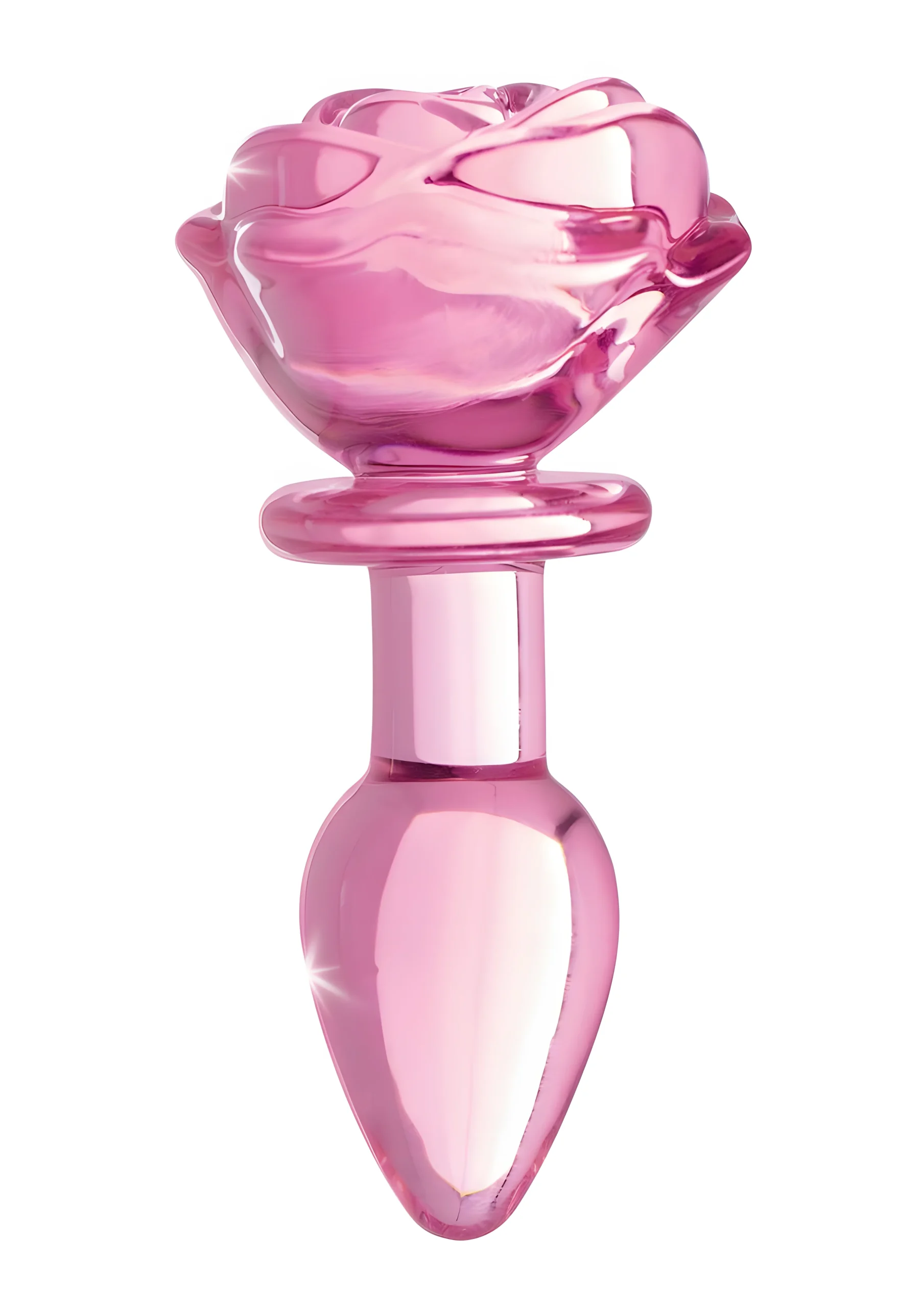 Small Pink Rose Glass Plug