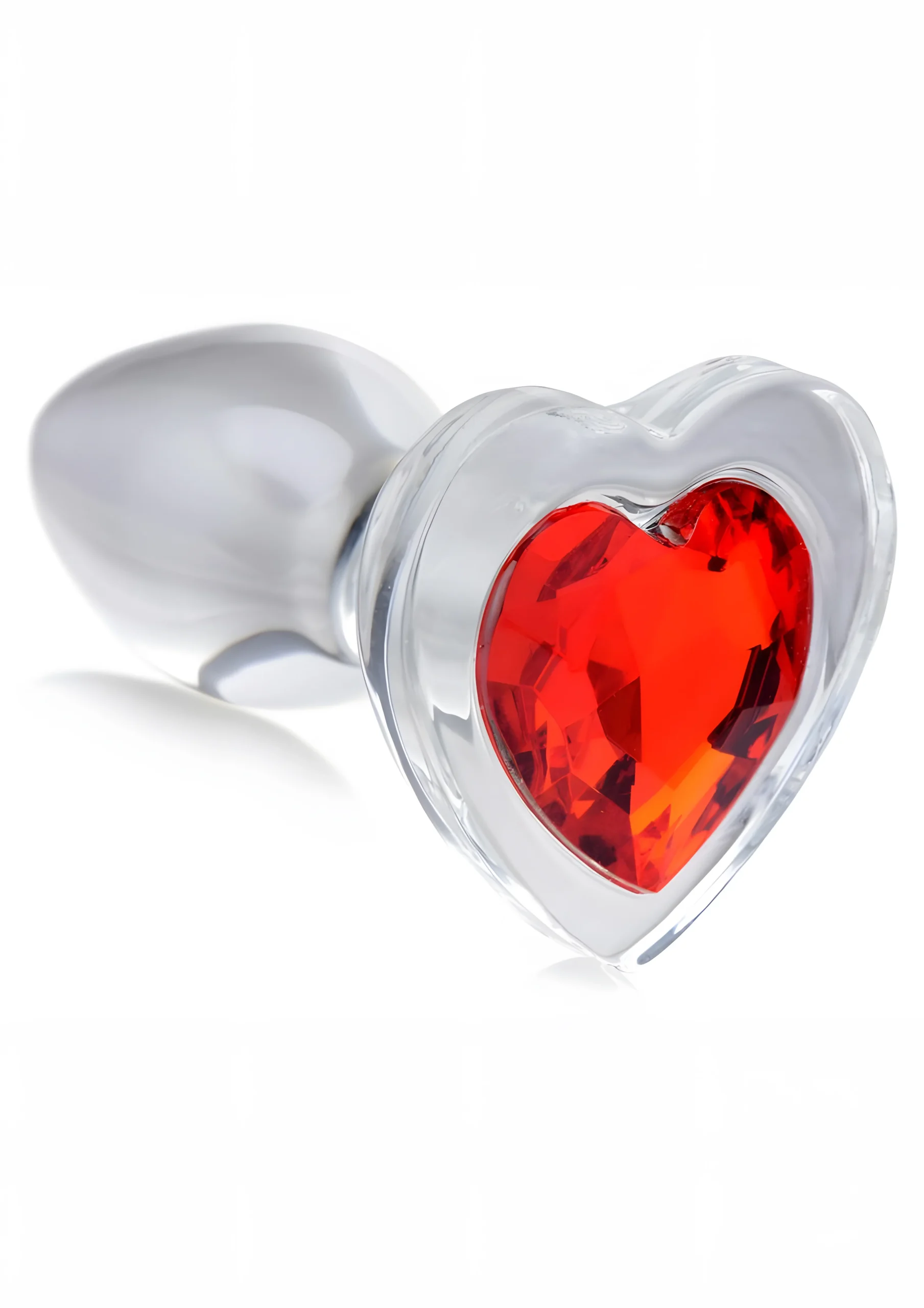 Red Heart Gem Glass Anal Plug Small
