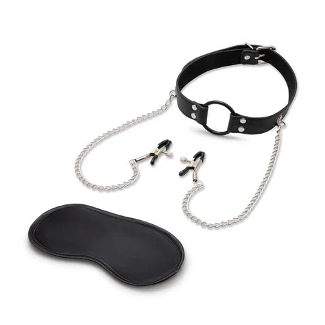 LUX FETISH OPEN MOUTH GAG WITH NIPPLE CLIPS