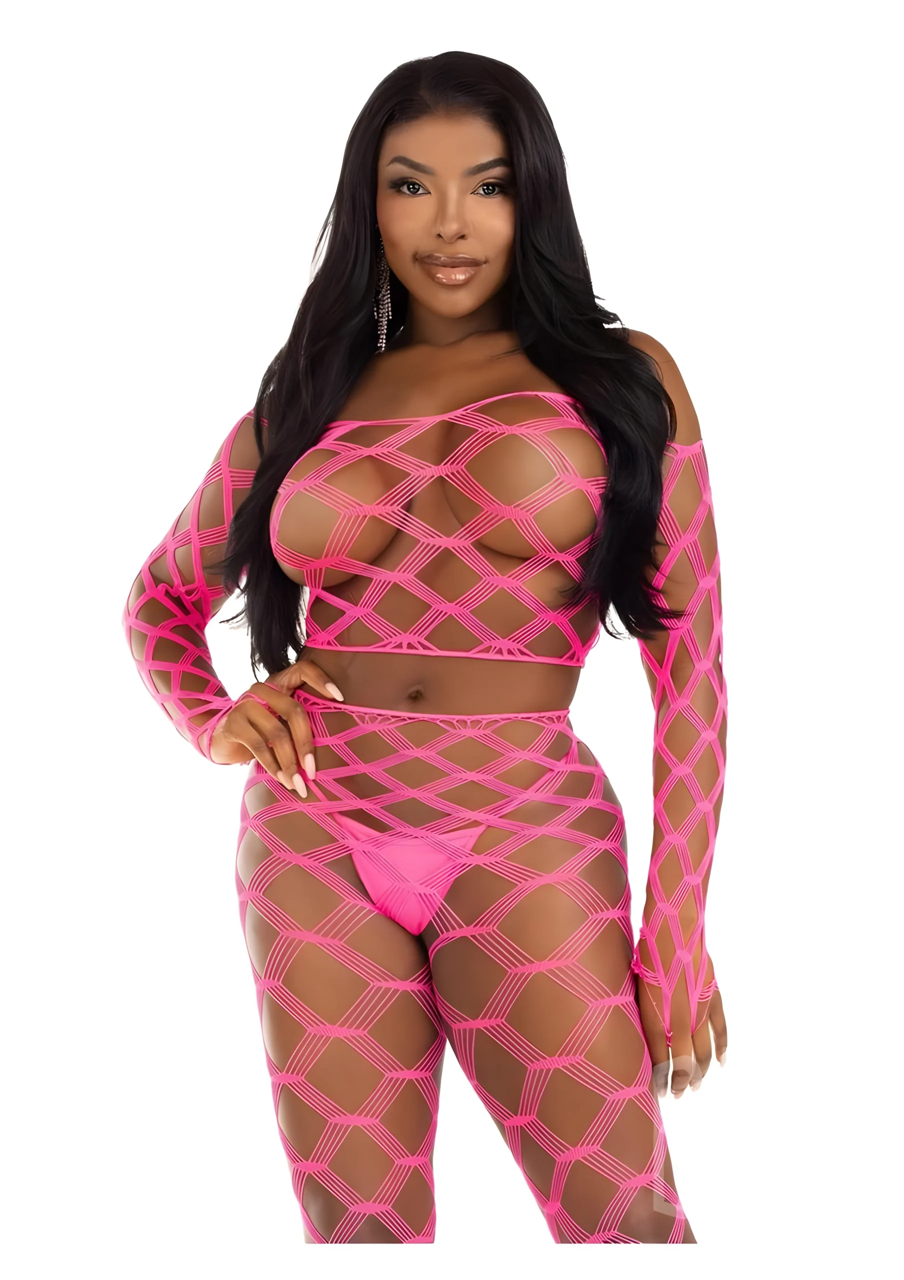 Neon Pink Crop Top and Tights Set