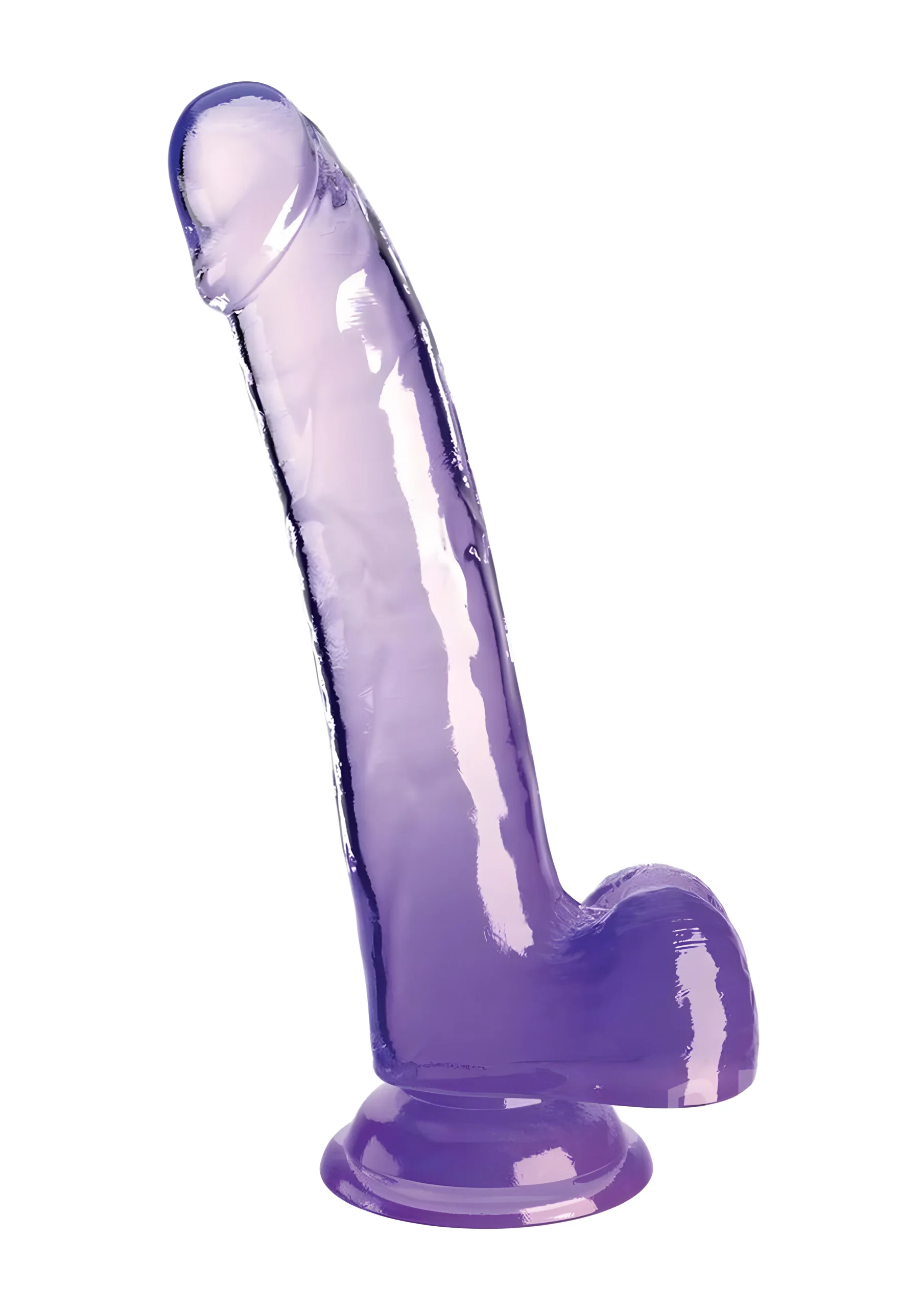 King Cock Clear 9 Inch Purple Dildo With Balls