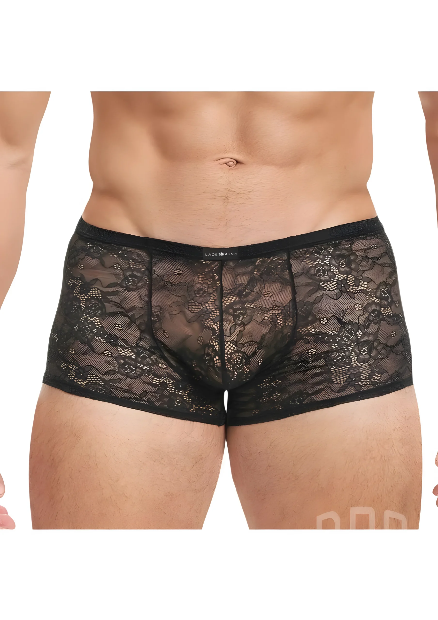 Lace King Low Rise Lace Boxers Black Medium Large