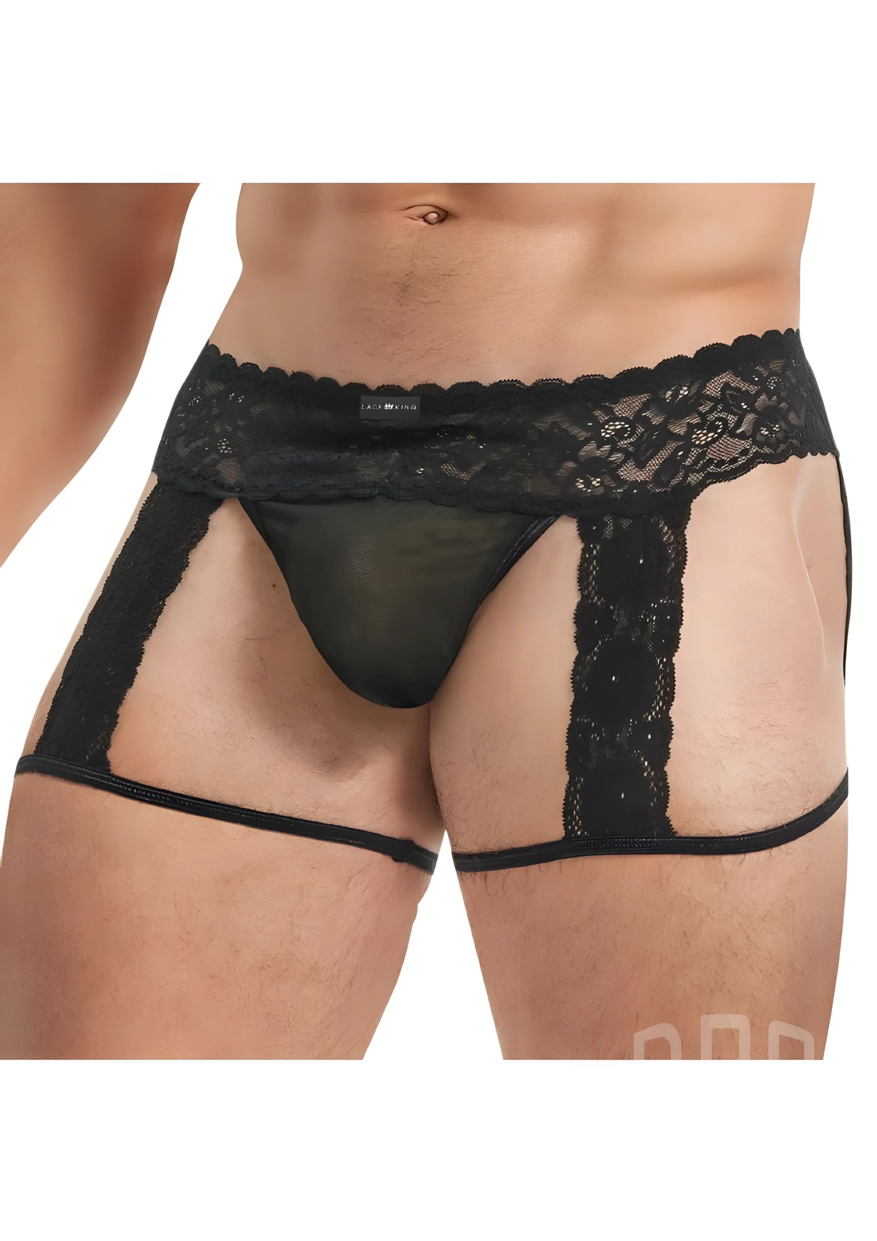 Lace King Men's Lace and Mesh Panty Black L/XL