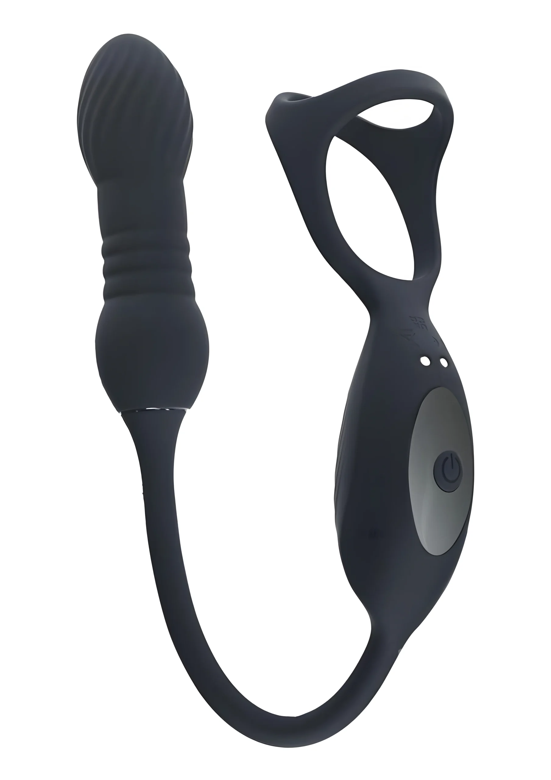 Levelz Vibrating Thrusting Silicone Tri-O Cock Ring Prostate Stimulator Black