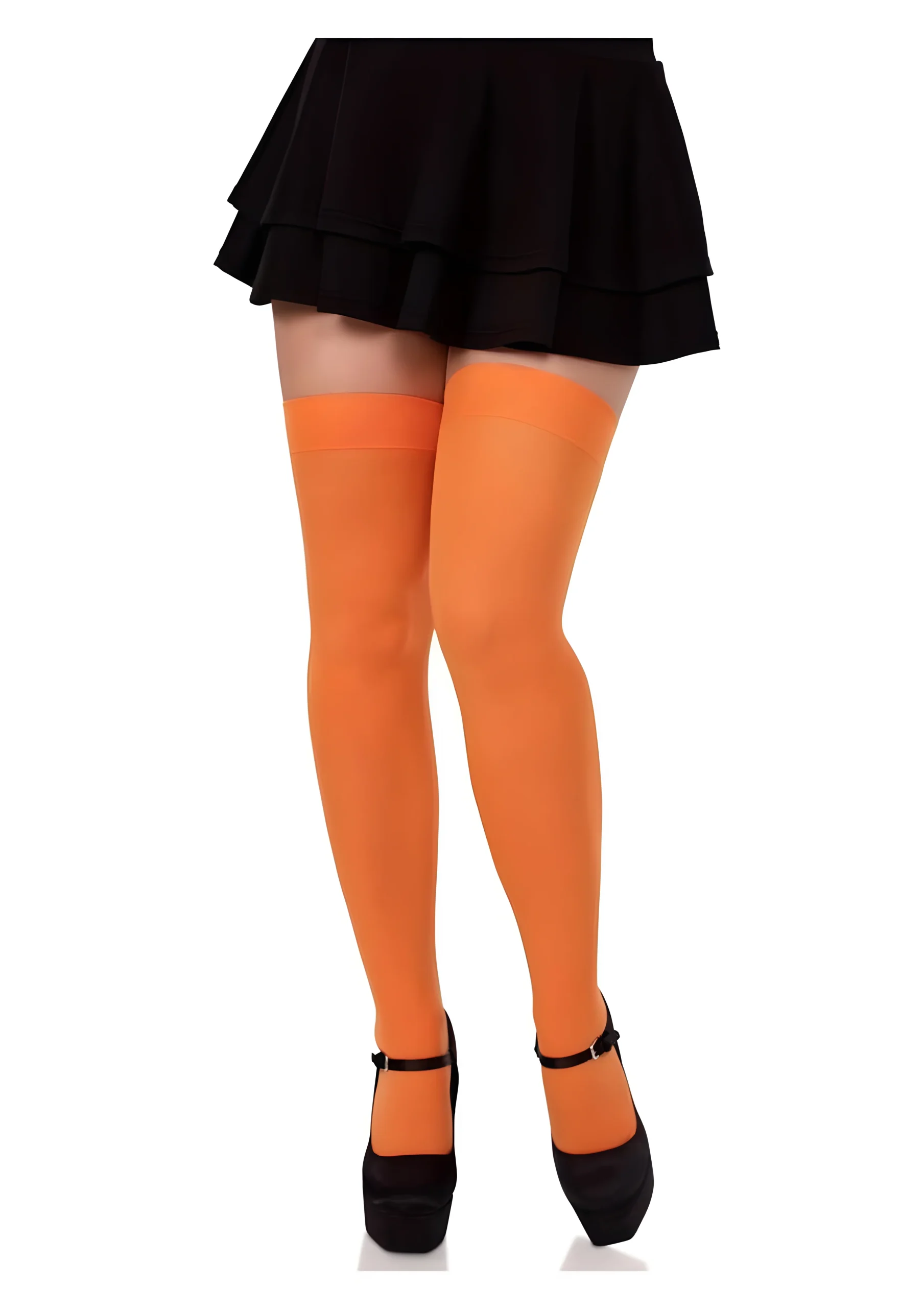 Luna Orange Thigh High Stockings