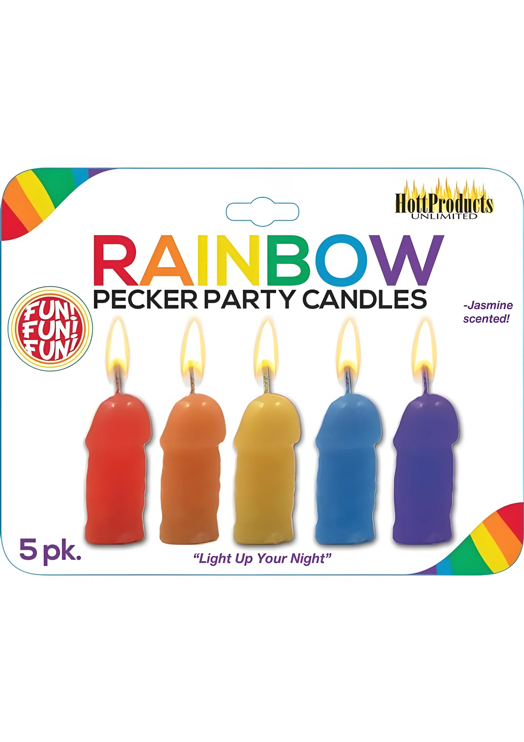 Rainbow Pecker Party Candles 5 Pack