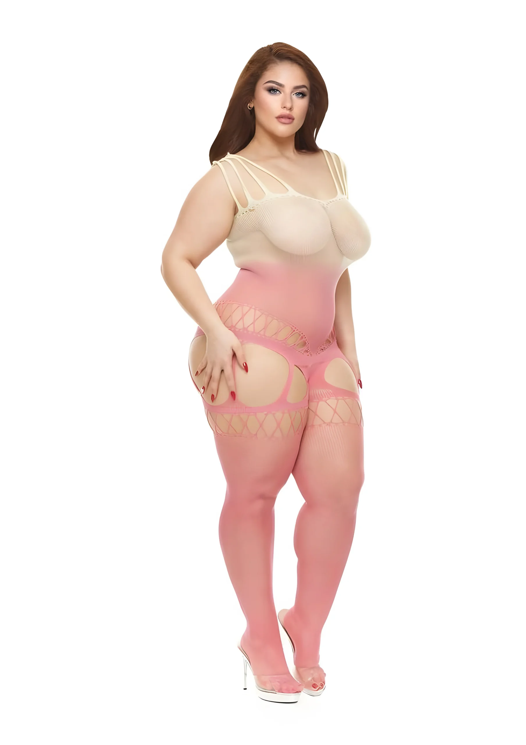 Pink Mirage Suspender Bodystocking Queen