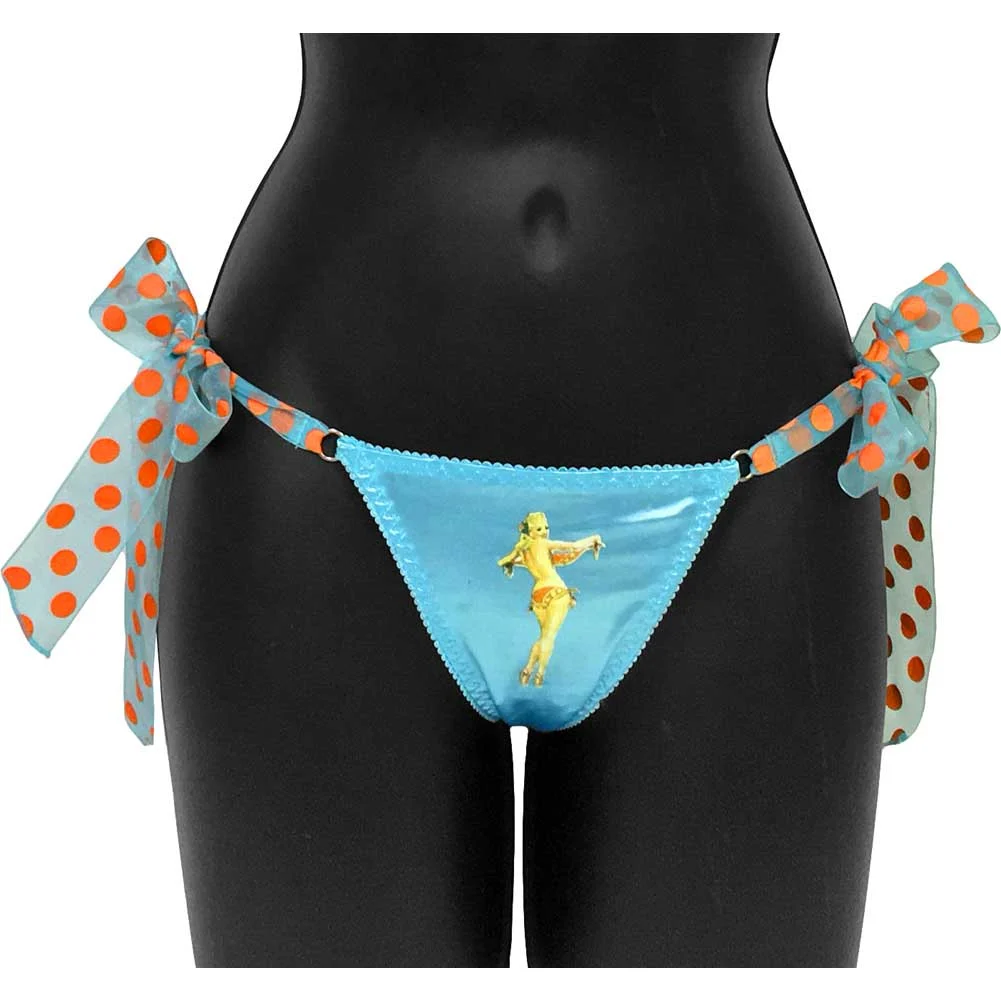 Centerfold Side Bow Thong, Small, Blue