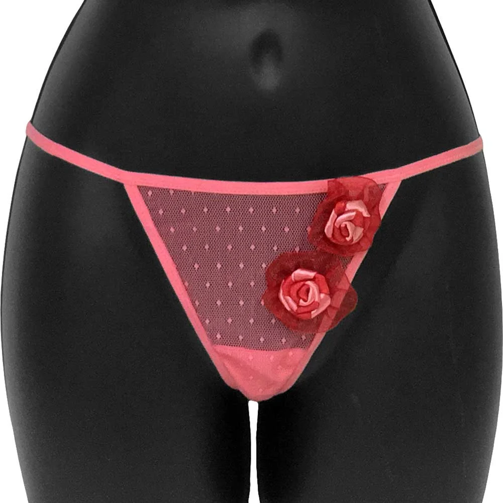 Necessary Objects New Wave Rosette T-Bar Thong Panty, Large, Red