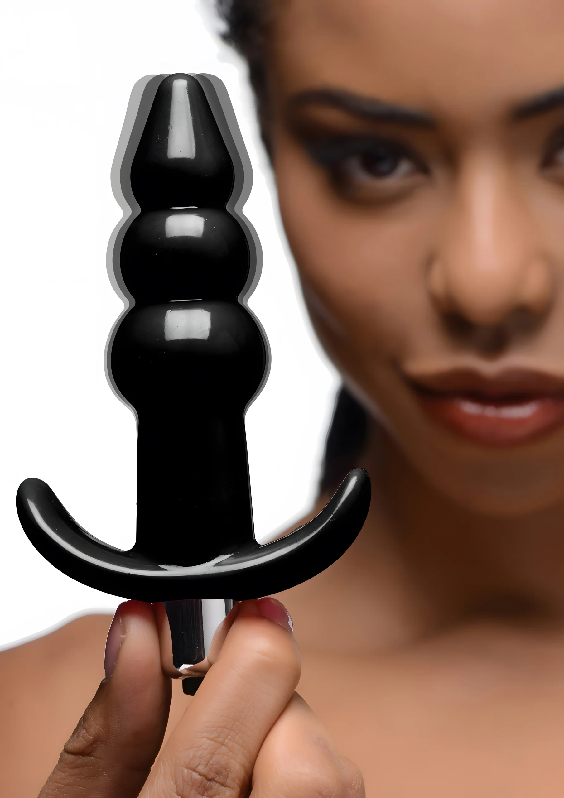 Ribbed Vibrating Plug Black