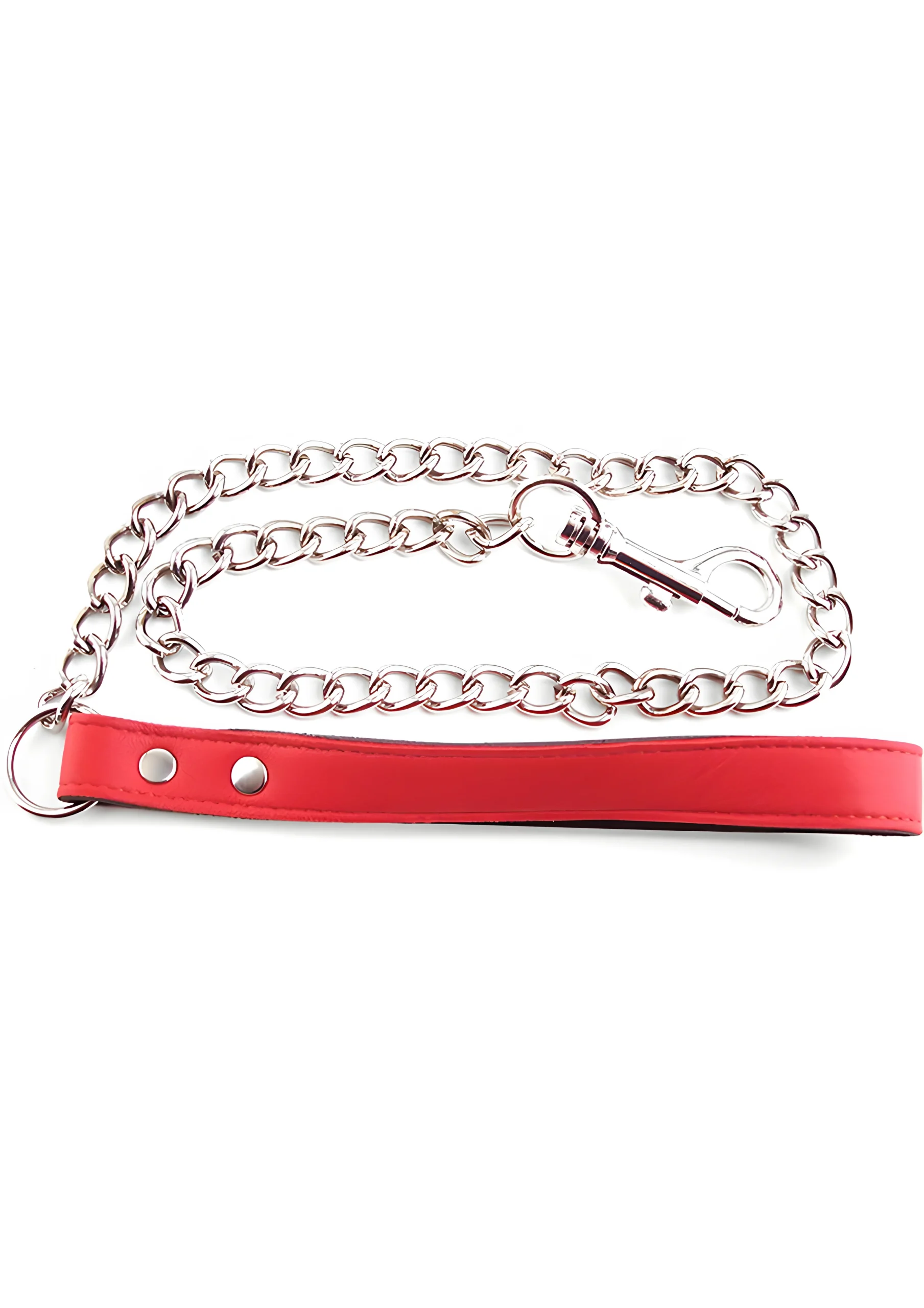Red Leather Chain Leash