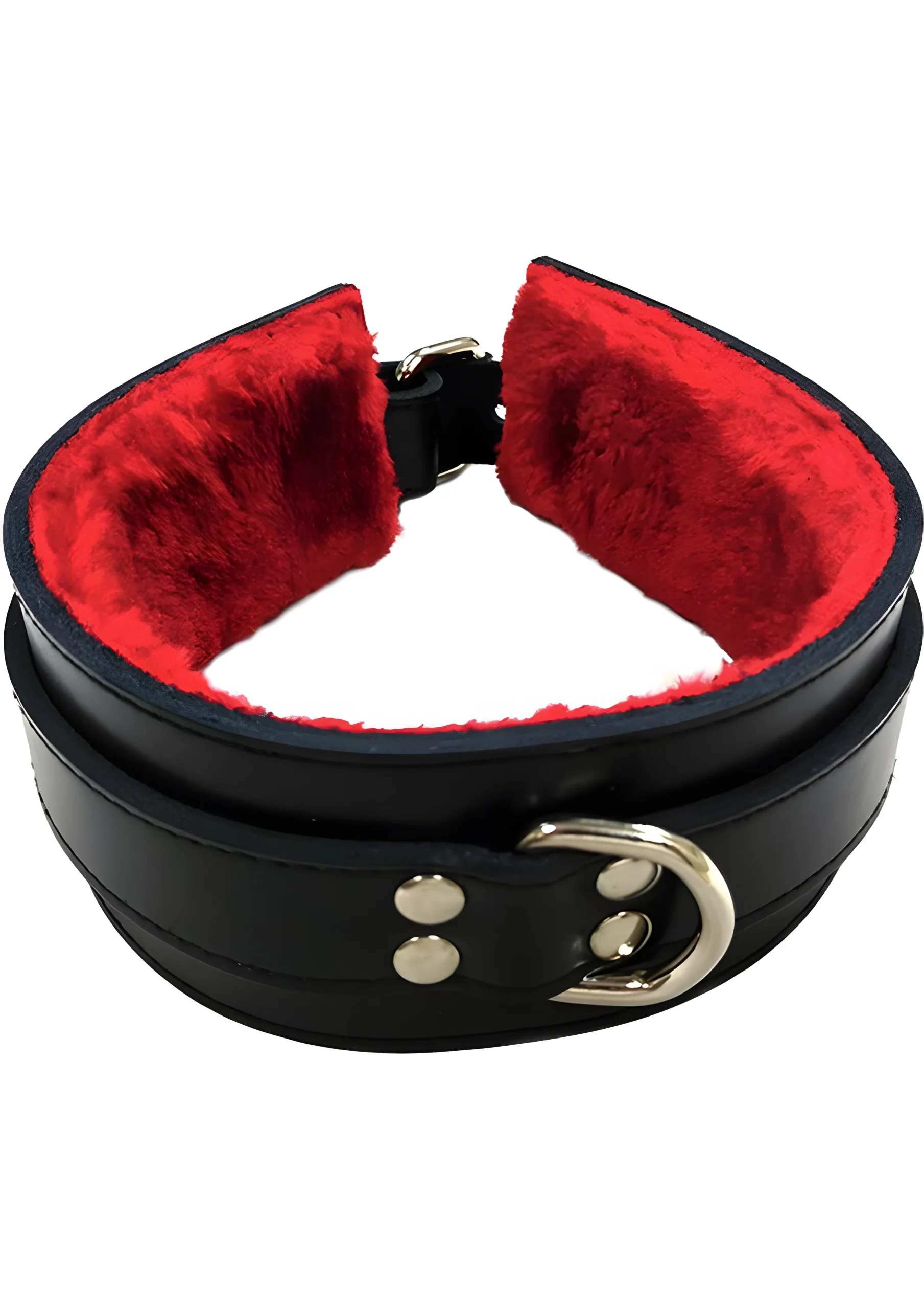 Leather Collar with Red Fur