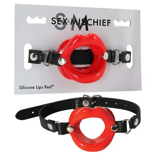 Worldwide Shipping Sex & Mischief Silicone Lips Mouth Gag – Red