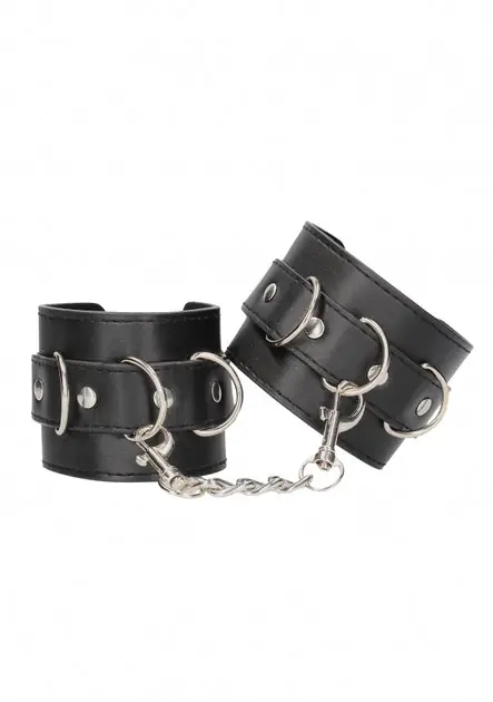Ouch Black & White Bonded Leather Wrist or Ankle Cuffs One Day Deal