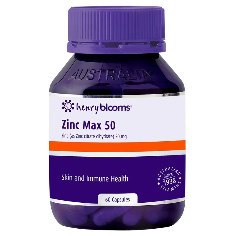Direct From Manufacturer Henry Blooms Zinc Max 50mg 60 Capsules
