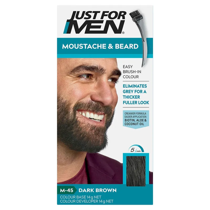 Hassle-Free Returns Just for Men Moustache & Beard Colour M-45 Dark Brown