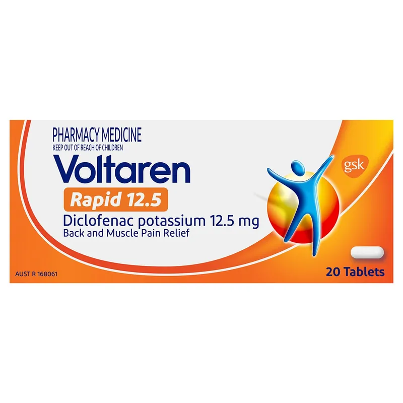 Worldwide Shipping Voltaren Rapid 12.5mg Pain Relief 20 Tablets