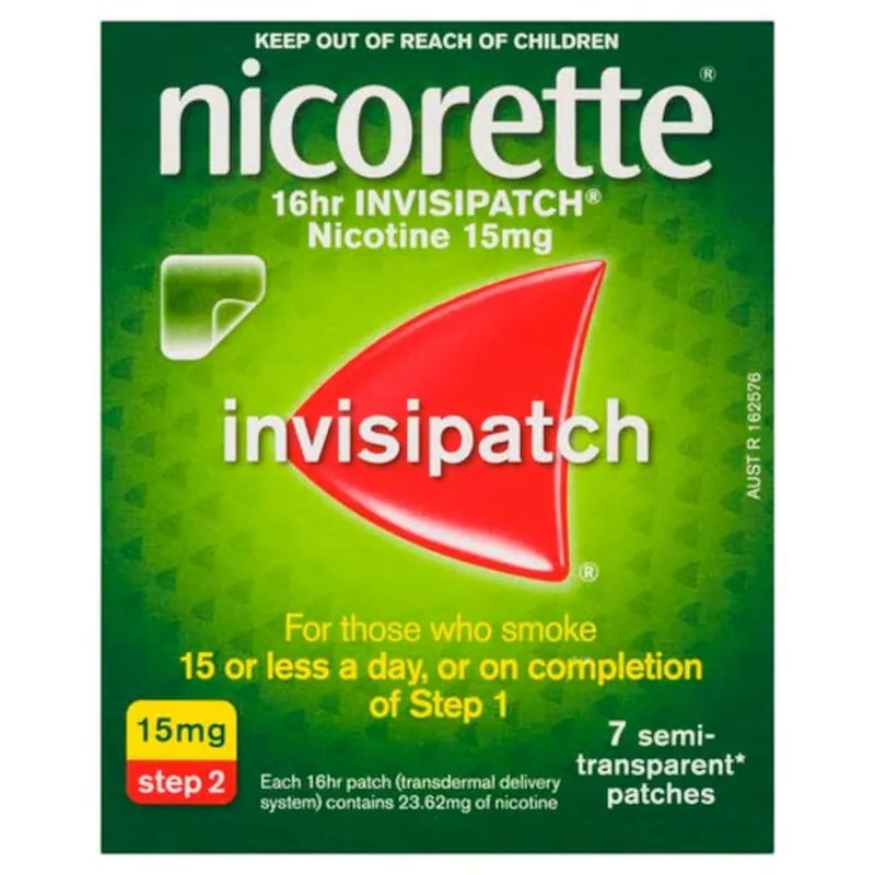 Nicorette Quit Smoking 16 Hour Nicotine InvisiPatch Step 2 15mg 7 Pack Markdown
