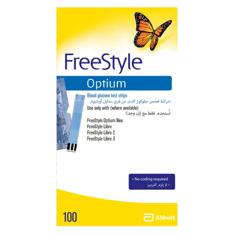 Worldwide Shipping Abbott Freestyle Optium Blood Glucose Test Strip 100 Strips