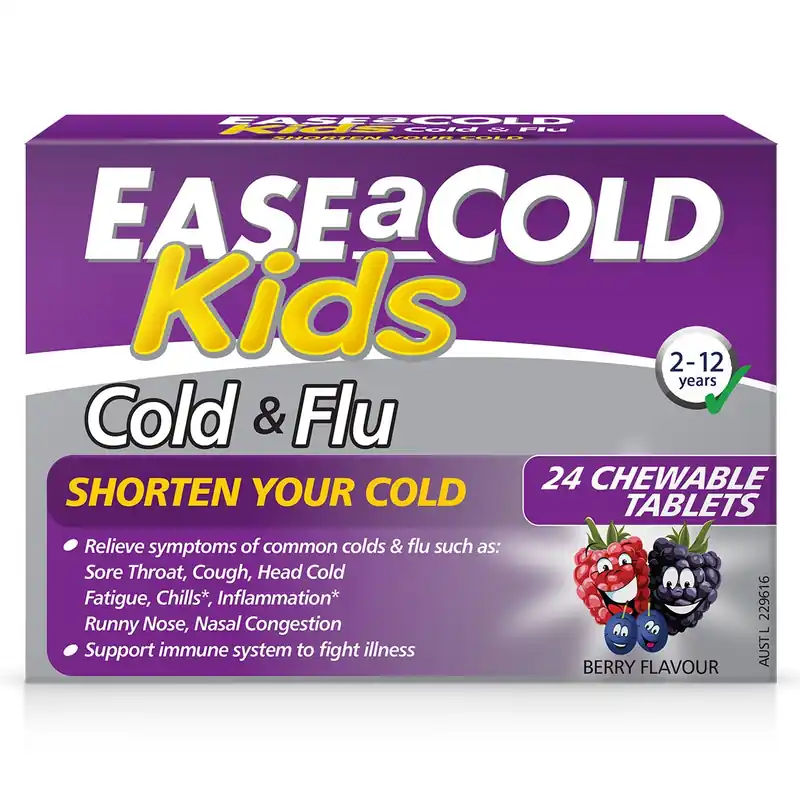 Express Delivery Ease a Cold Kids Cold & Flu Relief 24 Chewable Tablets