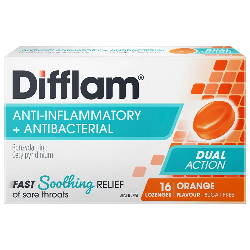 Wholesale Difflam Sore Throat Lozenges Sugar Free Orange 16 Pack