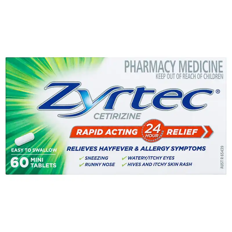 Zyrtec Allergy & Hayfever Relief Rapid Acting 60 Mini Tablets Price Cut