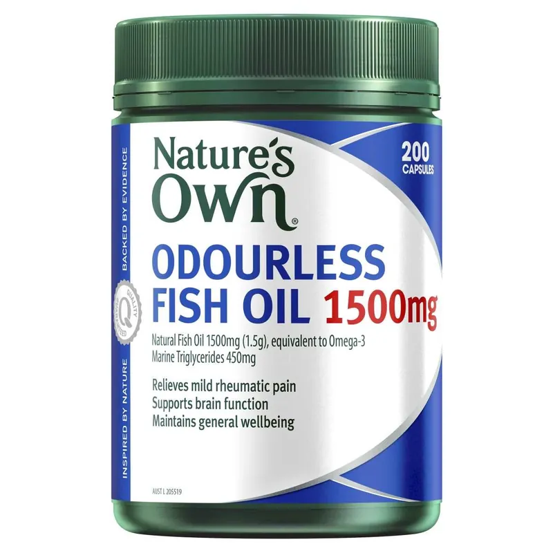 No Minimum Order Nature's Own Odourless Fish Oil 1500mg 200 Capsules