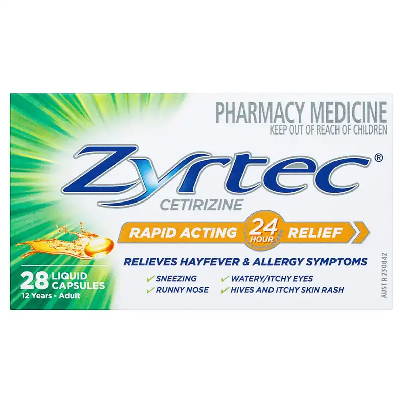 Zyrtec Rapid Acting Hayfever & Allergy Relief 28 Liquid Capsules Affordable