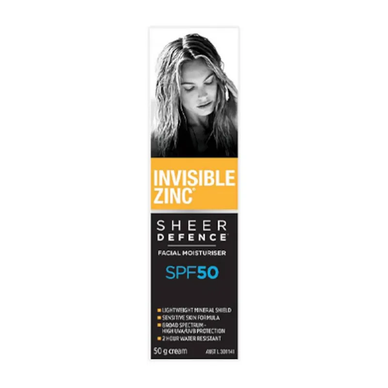 Invisible Zinc Sheer Defence Tinted Moisturiser SPF50 – 50g Free Returns