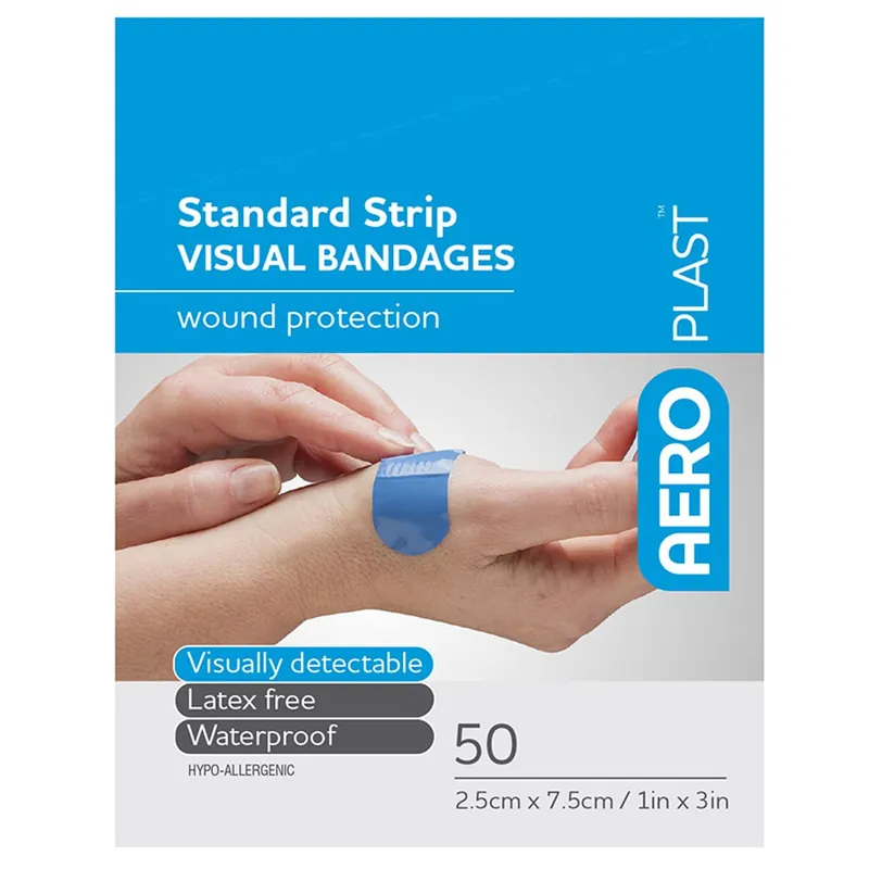 AeroPlast Standard Strip Visual Bandages 2.5cm x 7.5cm 50 Strips Crafted