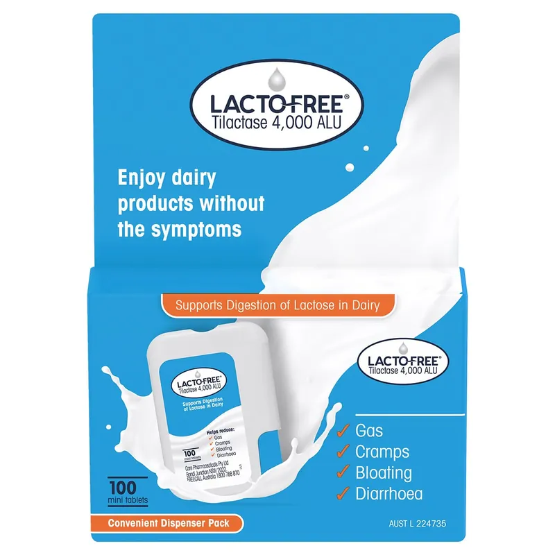 Worldwide Shipping Lacto-Free Tilactase 4,000 – 100 Tablets