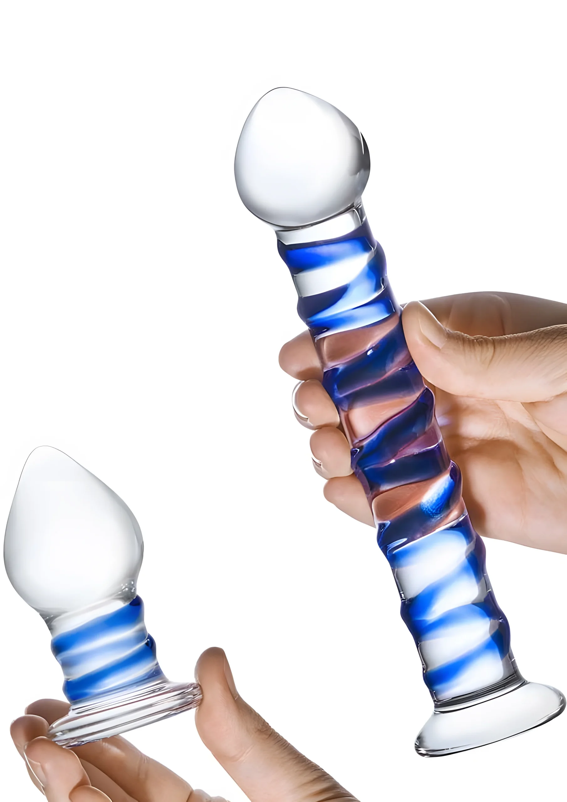 Glass Swirly Dildo And Butt Plug Set