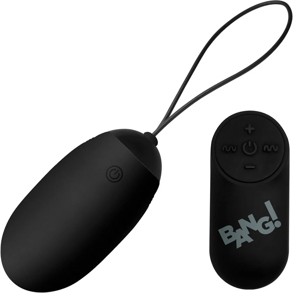 Bang Extra Large Silicone Vibrating Egg with Remote, 3.1", Black