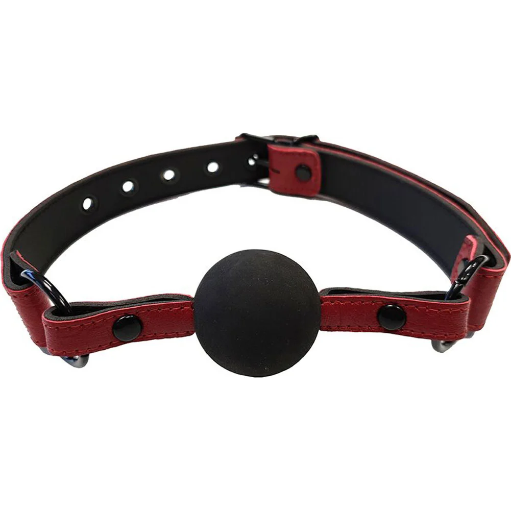 Rouge Anaconda Leather Ball Gag, Burgundy/Black