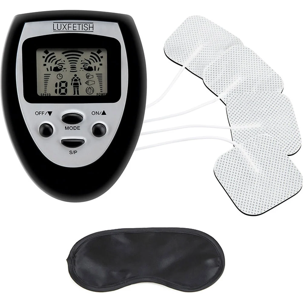 Lux Fetish Electro-Stim Kit with Stimulating Pads, Black