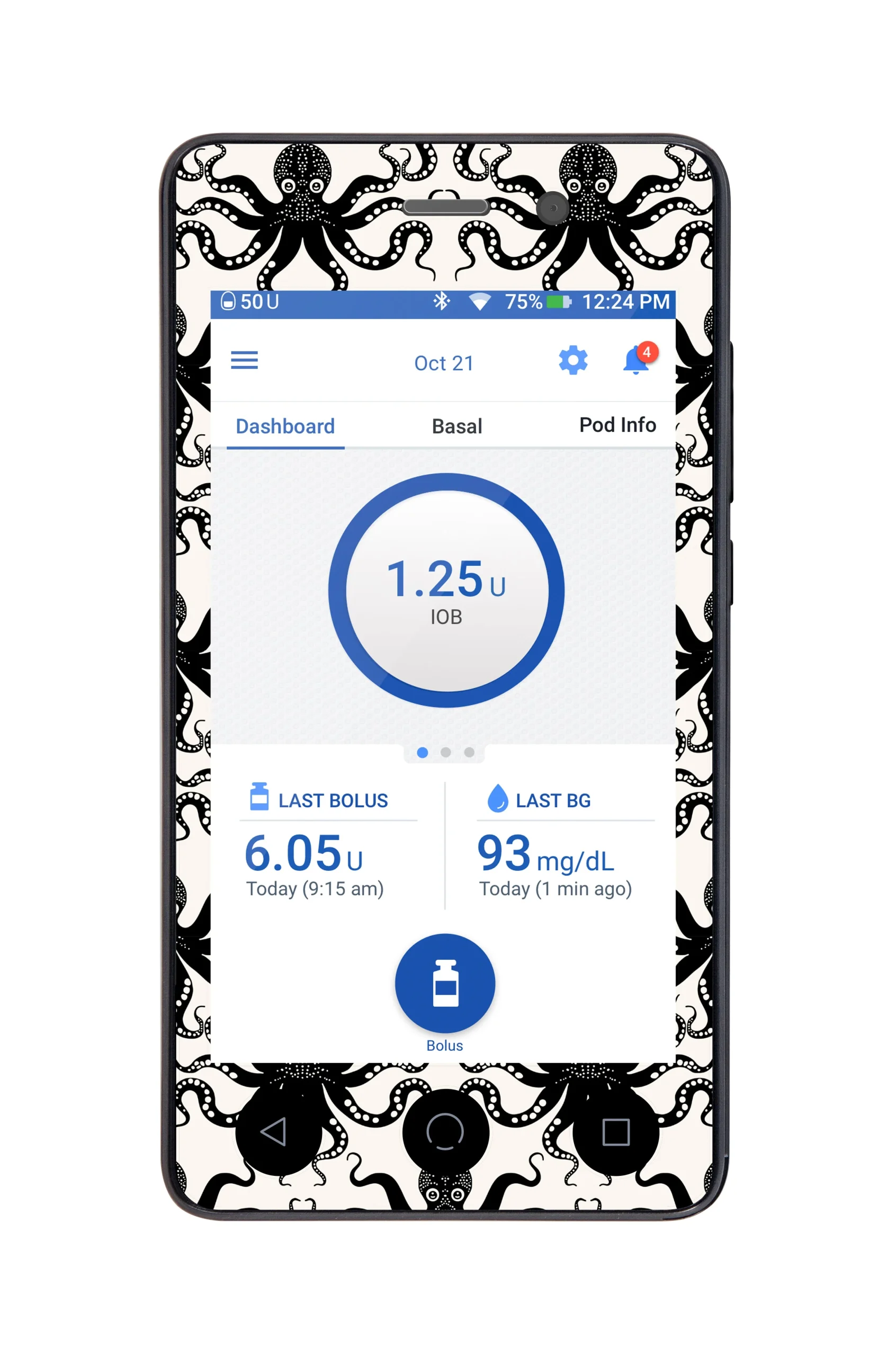 Abstract Octopus Sticker for Omnipod DASH PDM – Pump Peelz