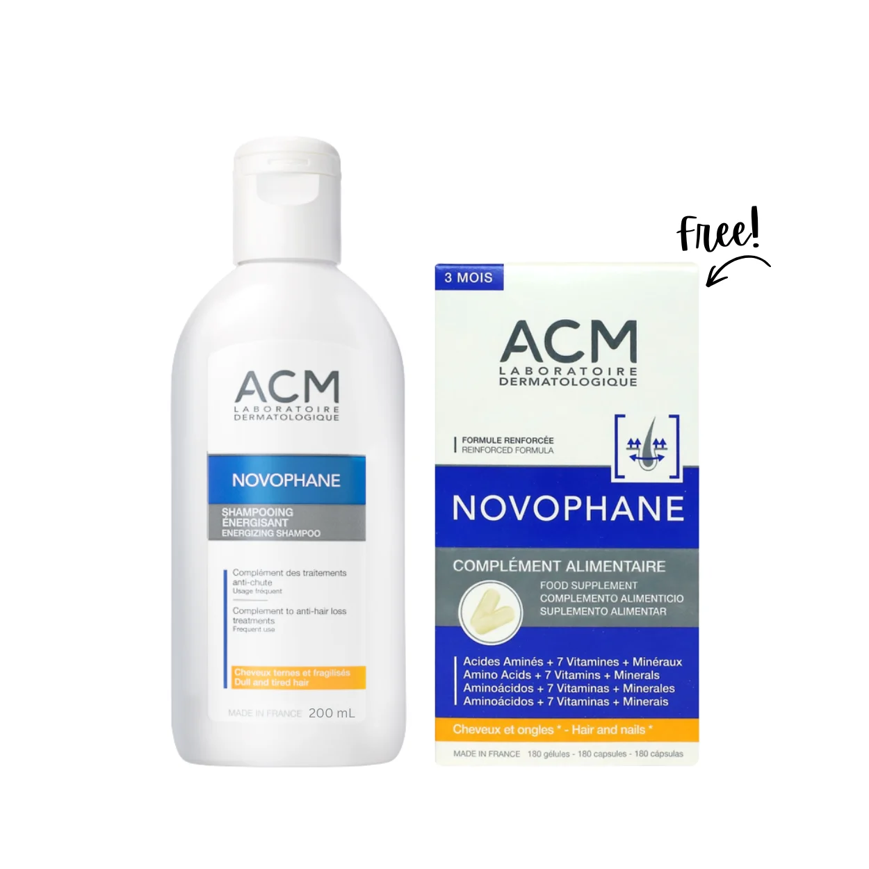ACM Bundle Novophane Capsules + Energizing Shampoo 100 ML