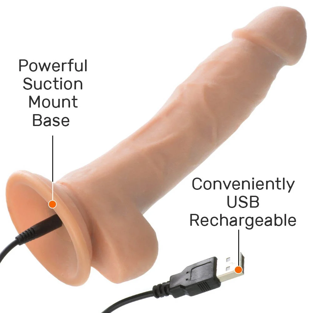 Adam and Eve Adams True Feel Rechargeable Dildo with Remote, 7", Vanilla