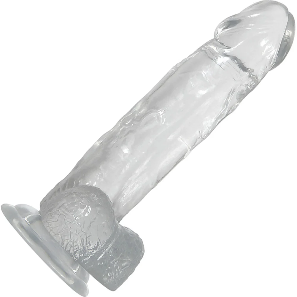 Adam and Eve Crystal Clear Dildo with Suction Mount Base, 8", Clear