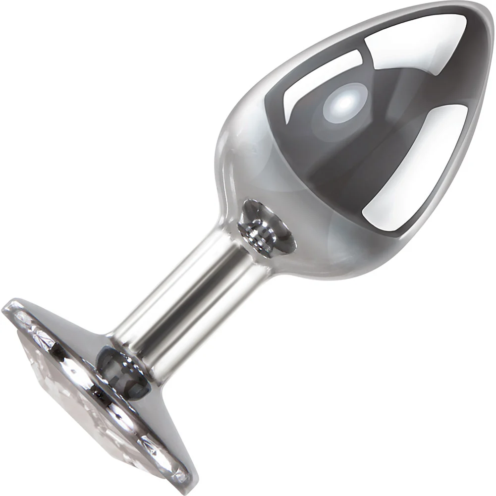 Adam and Eve Jewelled Metal Anal Plug, 3.25", Clear Gem