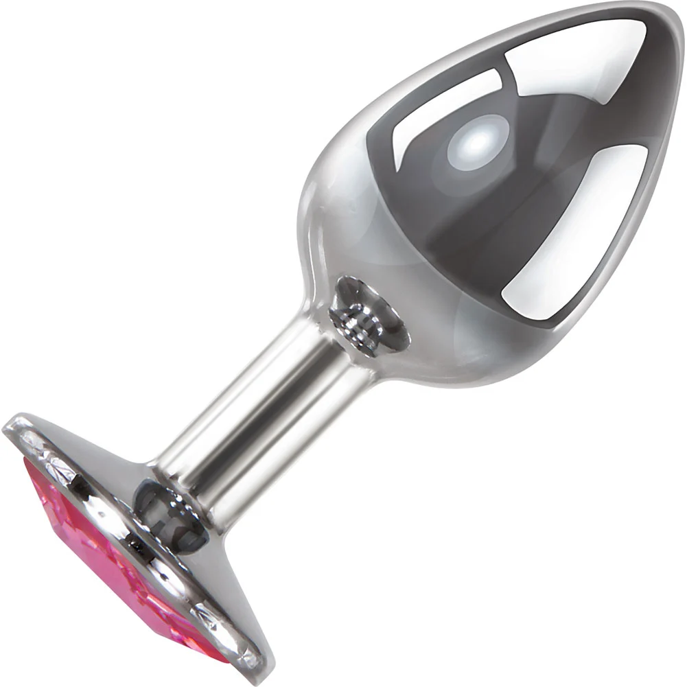 Adam and Eve Jewelled Metal Anal Plug, 3.25", Pink Gem