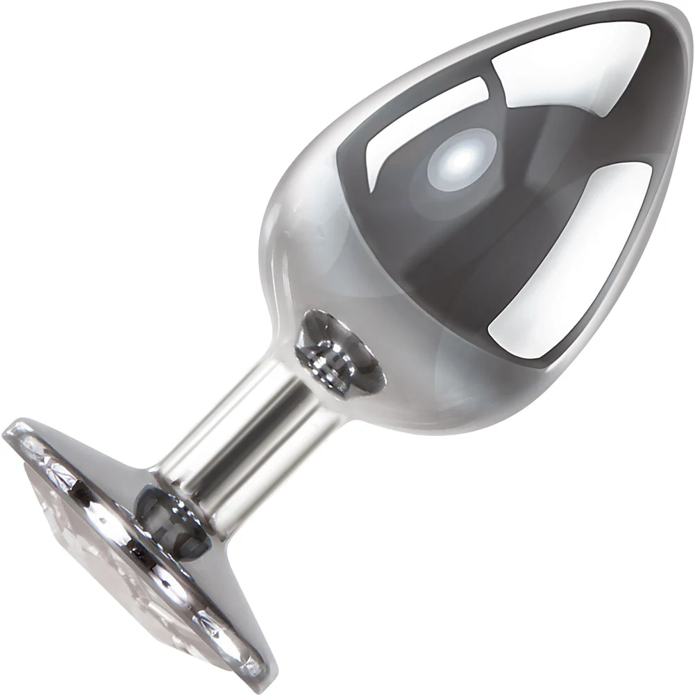 Adam and Eve Jewelled Metal Anal Plug, 3.75", Clear Gem