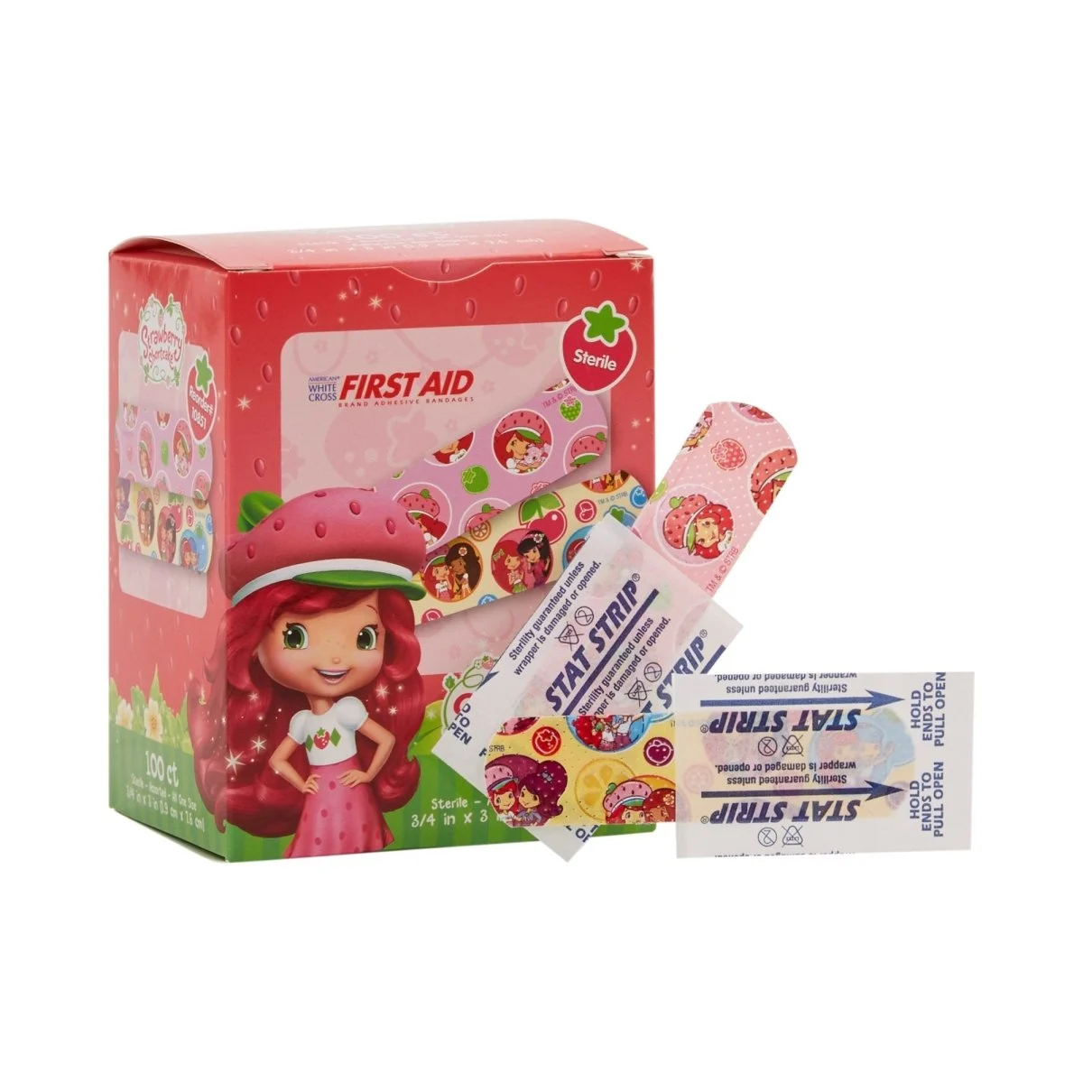 American White Cross Stat Strip Strawberry Shortcake Design Adhesive Strips