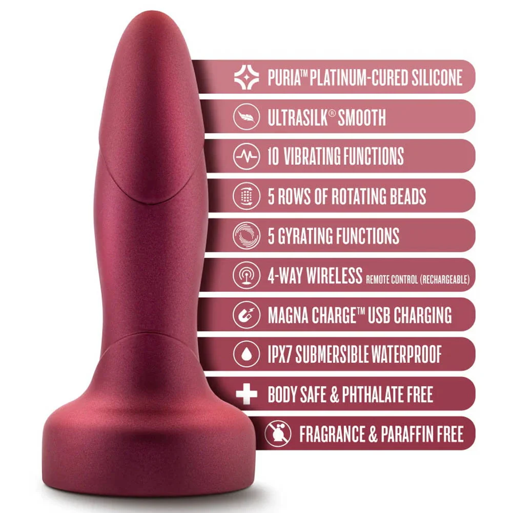 Anal Adventures Matrix Atomic Butt Plug with Remote Control, 5.75", Martian Wine